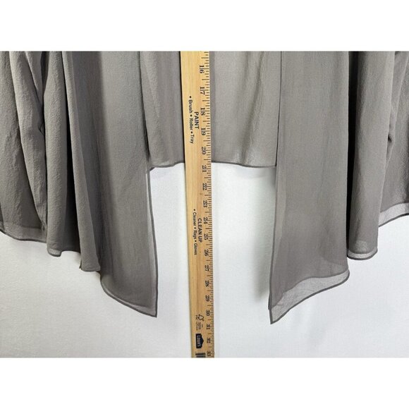 Eileen Fisher 100% Silk Open Front Drape Jacket Womens XS Gray Crepe Sheer Cape - Picture 8 of 10